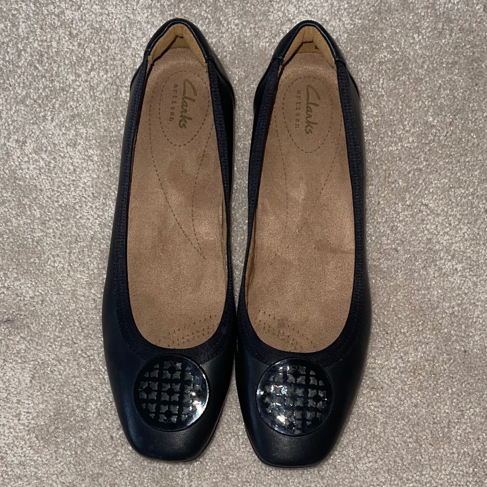 Clark's Candra Blush Leather Ballet Flat with Ortholite Cushioning